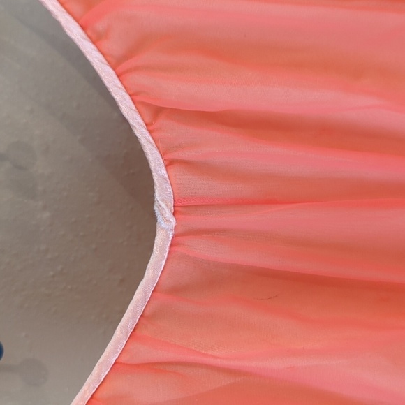 Vintage Coral Chiffon Fairycore Dress Sheer See Through Strappy Y2K Romance - Picture 6 of 15